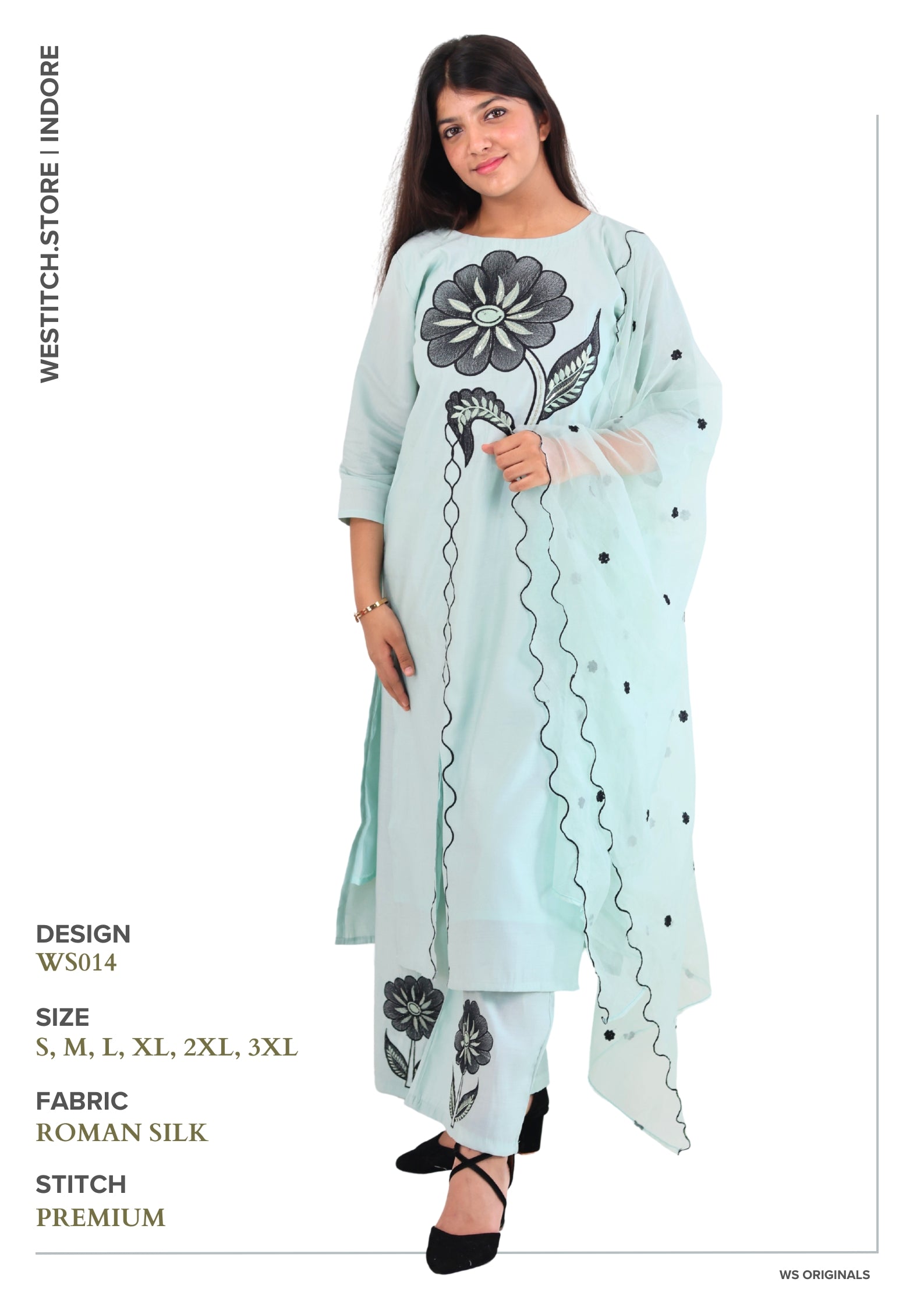 Aqua Blue Kurti-Set