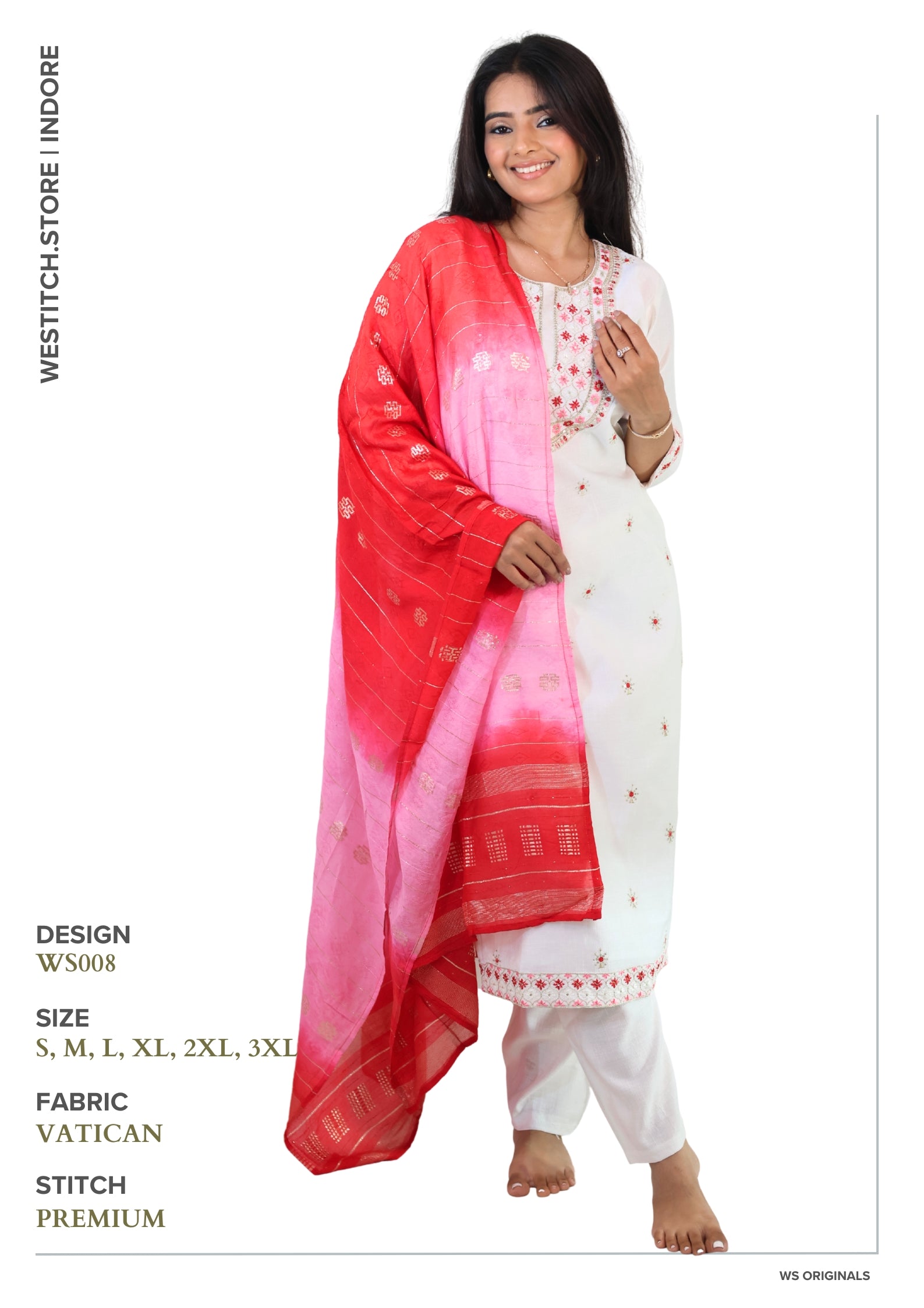 Elegant White Kurti-Set